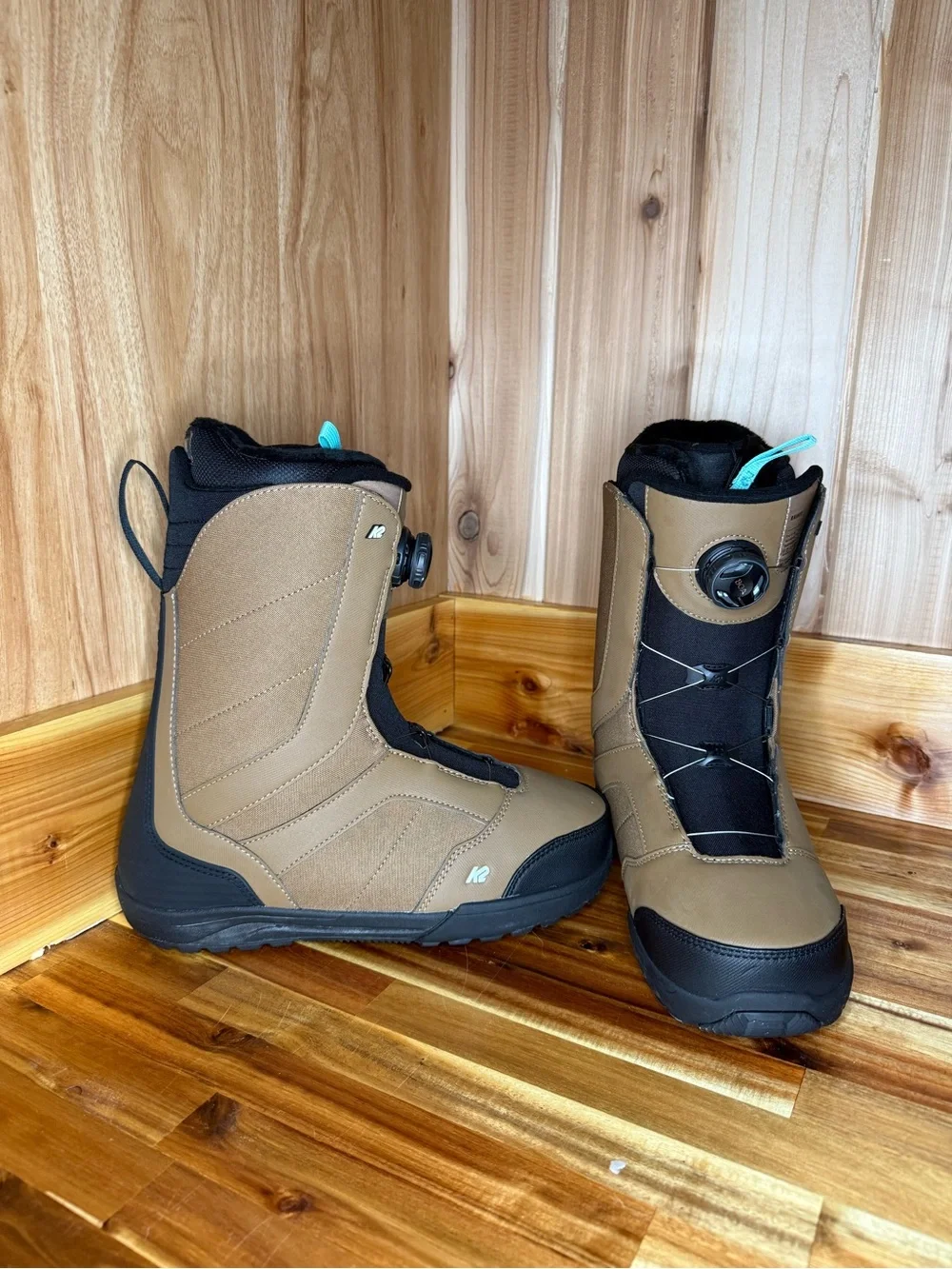 Brown and Black K2 Snowboard Boots with Boa Lacing